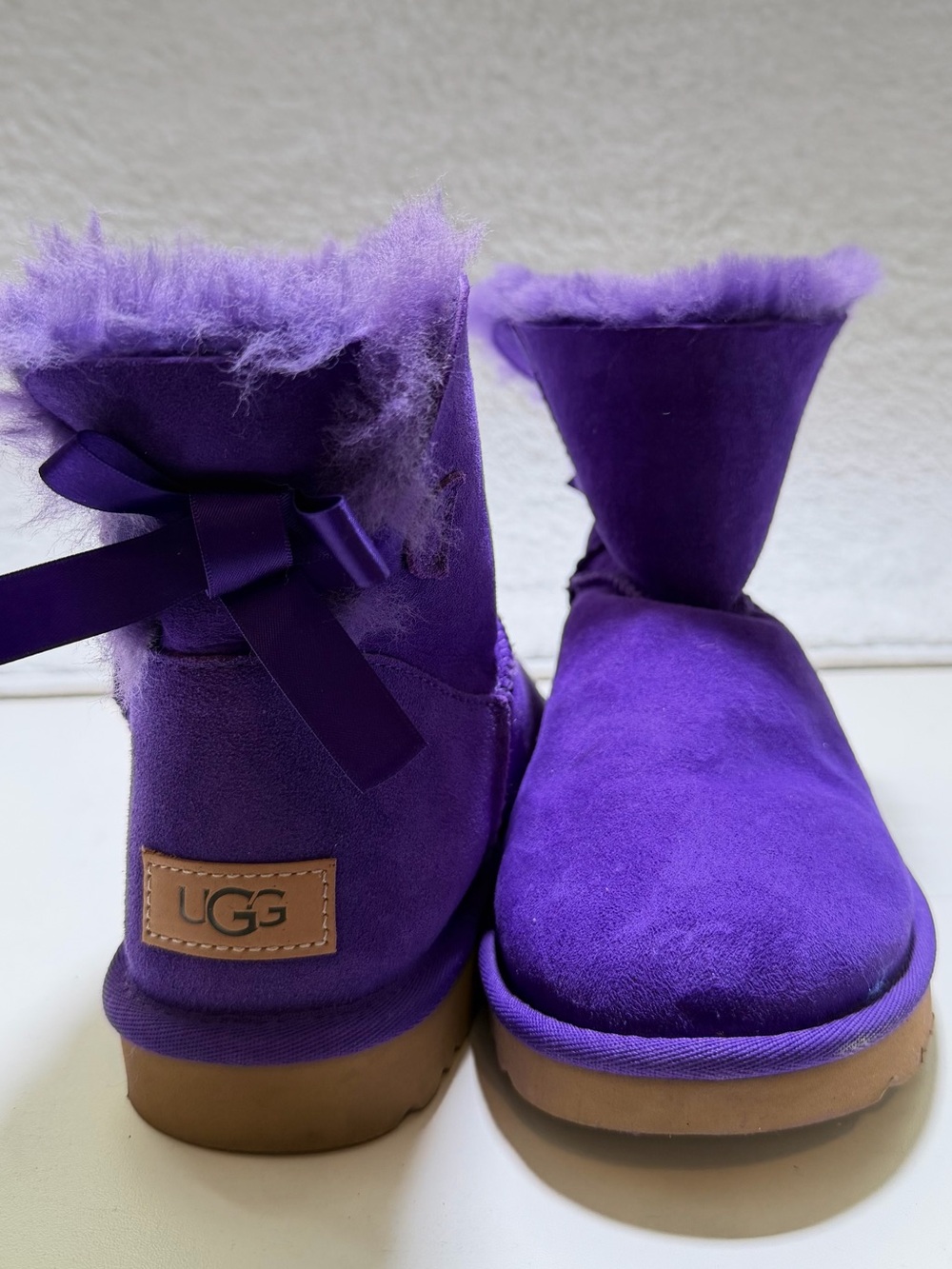 UGG Mini Bailey Bow II Sheepskin Purple Magnolia Boots Women 8 Ugg Boots Purple